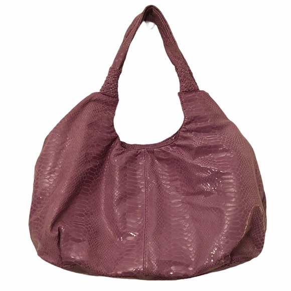 Perlina Lavender Shiny Snakeskin Leather Hobo - Picture 7 of 12